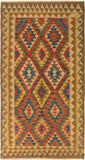 Flat Weave Kilim Antique Navaho Vintage handmade Geometric Kilim Brown Blue Hand-Woven Rectangle 100% Wool Area Rug 4x6 