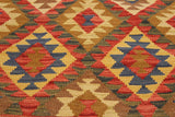 Flat Weave Kilim Antique Navaho Vintage handmade Geometric Kilim Brown Blue Hand-Woven Rectangle 100% Wool Area Rug 4x6 