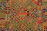 Flat Weave Kilim Antique Navaho Vintage handmade Geometric Kilim Gold Blue Hand-Woven Rectangle 100% Wool Area Rug 4x7 