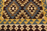 Flat Weave Kilim Antique Navaho Vintage handmade Geometric Kilim Brown Beige Hand-Woven Rectangle 100% Wool Area Rug 4x6 