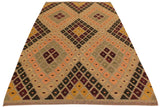 Flat Weave Kilim Antique Navaho Vintage handmade Modern Kilim Tan Beige Hand-Woven Rectangle 100% Wool Area Rug 5x7 