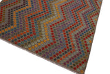 Flat Weave Kilim Antique Navaho Vintage handmade Modern Kilim Grey Blue Hand-Woven Rectangle 100% Wool Area Rug 8x11 