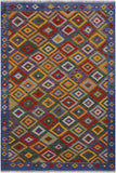 Retro Turkish Kilim Mariano Hand-Woven Wool Rug - 5'6'' x 8'1''