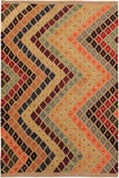 Contemporary Turkish Kilim Bruce Hand-Woven Wool Rug - 5'1'' x 6'7''