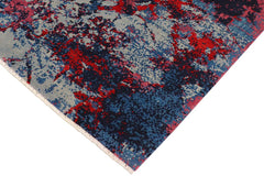 handmade Modern Kafkaz Blue Red Hand Knotted RECTANGLE 100% WOOL area rug 8 x 10