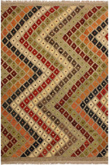 Flat Weave Kilim Antique Navaho Vintage handmade Modern Kilim Gray Brown Hand-Woven Rectangle 100% Wool Area Rug 5x7 