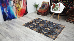 handmade Modern Cianna Lt. Blue Charcoal Hand Knotted RECTANGLE WOOL&VISCOU area rug 4 x 6