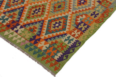 Flat Weave Kilim Antique Navaho Vintage handmade Geometric Kilim Beige Rust Hand-Woven Rectangle 100% Wool Area Rug 5x8 