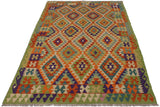 Flat Weave Kilim Antique Navaho Vintage handmade Geometric Kilim Beige Rust Hand-Woven Rectangle 100% Wool Area Rug 5x8 