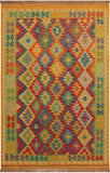 Retro Turkish Kilim Krystal Hand-Woven Wool Rug - 4'10'' x 6'10''