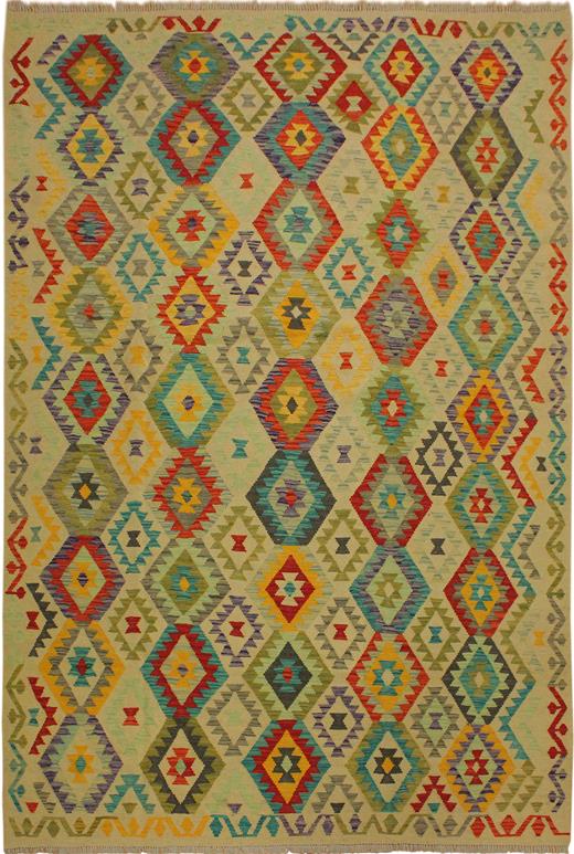 Flat Weave Kilim Antique Navaho Vintage handmade Geometric Kilim Beige Red Hand-Woven Rectangle 100% Wool Area Rug 7x10 