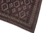 Flat Weave Kilim Antique Navaho Vintage handmade Geometric Kilim Brown Gray Hand-Woven Rectangle 100% Wool Area Rug 7x10 