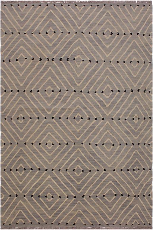 Flat Weave Kilim Antique Navaho Vintage handmade Modern Kilim gray Beige Hand-Woven Rectangle 100% Wool Area Rug 5x7 