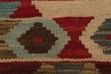 Flat Weave Kilim Antique Navaho Vintage handmade Geometric Kilim Beige Blue Hand-Woven Rectangle 100% Wool Area Rug 5x7 