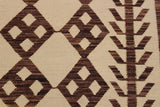 Flat Weave Kilim Antique Navaho Vintage handmade Modern Kilim Beige Brown Hand-Woven Rectangle 100% Wool Area Rug 6x8 