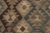 Flat Weave Kilim Antique Navaho Vintage handmade Geometric Kilim Tan Green Hand-Woven Rectangle 100% Wool Area Rug 6x8 