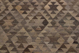 Flat Weave Kilim Antique Navaho Vintage handmade Geometric Kilim Tan Gray Hand-Woven Rectangle 100% Wool Area Rug 6x8 