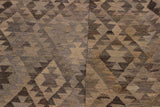 Flat Weave Kilim Antique Navaho Vintage handmade Geometric Kilim Tan Gray Hand-Woven Rectangle 100% Wool Area Rug 6x8 