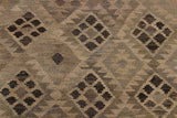 Flat Weave Kilim Antique Navaho Vintage handmade Geometric Kilim Tan Gray Hand-Woven Rectangle 100% Wool Area Rug 5x7 