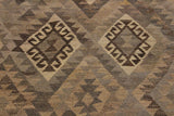 Flat Weave Kilim Antique Navaho Vintage handmade Geometric Kilim Tan Gray Hand-Woven Rectangle 100% Wool Area Rug 6x8 