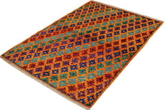 handmade Modern Balouchi Orange Blue Hand Knotted RECTANGLE 100% WOOL area rug 3x5