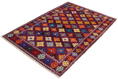 handmade Geometric Balouchi Purple Green Hand Knotted RECTANGLE 100% WOOL area rug 3x5