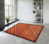 handmade Geometric Balouchi Orange Red Hand Knotted RECTANGLE 100% WOOL area rug 3' x 5'