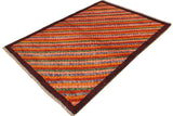 handmade Geometric Balouchi Orange Red Hand Knotted RECTANGLE 100% WOOL area rug 3' x 5'