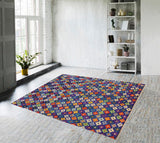 handmade Geometric Balouchi Blue Orange Hand Knotted RECTANGLE 100% WOOL area rug 5' x 7'