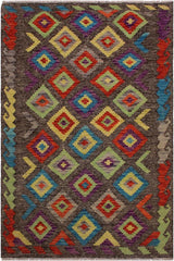 Tribal Turkish Kilim Carmelit Hand-Woven Wool Rug - 3'5'' x 4'11''