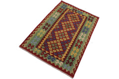 Retro Turkish Kilim Cassondr Hand-Woven Wool Rug - 3'3'' x 4'11''