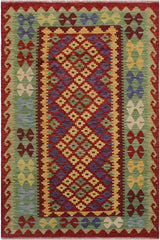 Retro Turkish Kilim Cassondr Hand-Woven Wool Rug - 3'3'' x 4'11''