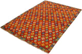 handmade Geometric Balouchi Orange Brown Hand Knotted RECTANGLE 100% WOOL area rug 5' x 7'