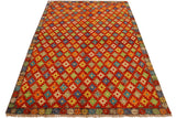 handmade Geometric Balouchi Orange Brown Hand Knotted RECTANGLE 100% WOOL area rug 5' x 7'