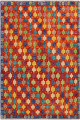 handmade Modern Balouchi Orange Blue Hand Knotted RECTANGLE 100% WOOL area rug 5x7