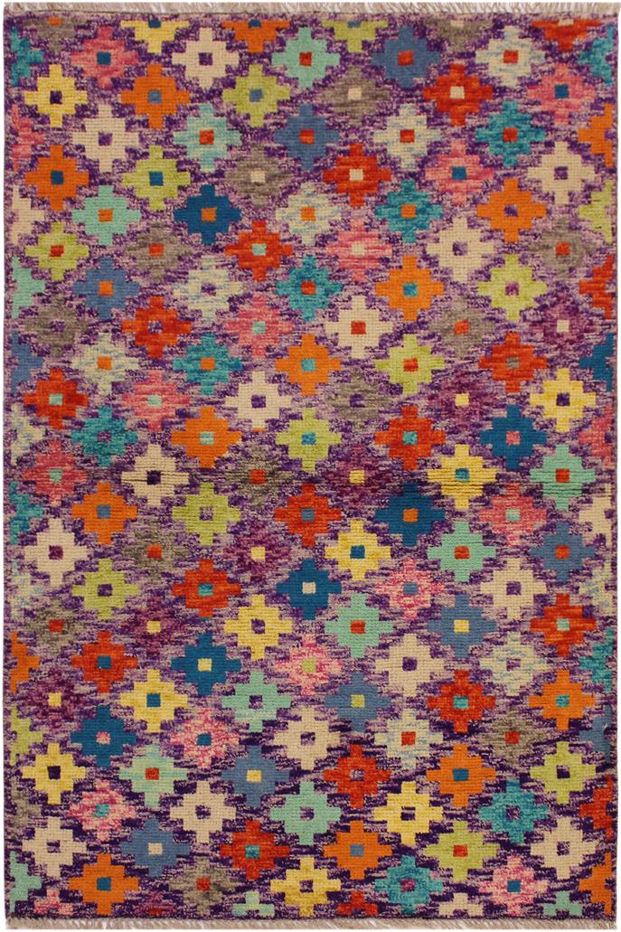 handmade Modern Balouchi Purple Rust Hand Knotted RECTANGLE 100% WOOL area rug 3x5