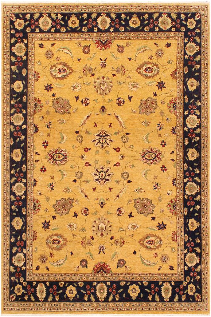 handmade Traditional Kafkaz Gold Blue Hand Knotted RECTANGLE 100% WOOL area rug 9 x 12