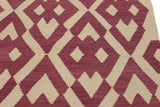 Flat Weave Kilim Antique Navaho Vintage handmade Modern Kilim Burgundy Beige Hand-Woven Rectangle 100% Wool Area Rug 6x8 