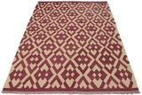 Flat Weave Kilim Antique Navaho Vintage handmade Modern Kilim Burgundy Beige Hand-Woven Rectangle 100% Wool Area Rug 6x8 