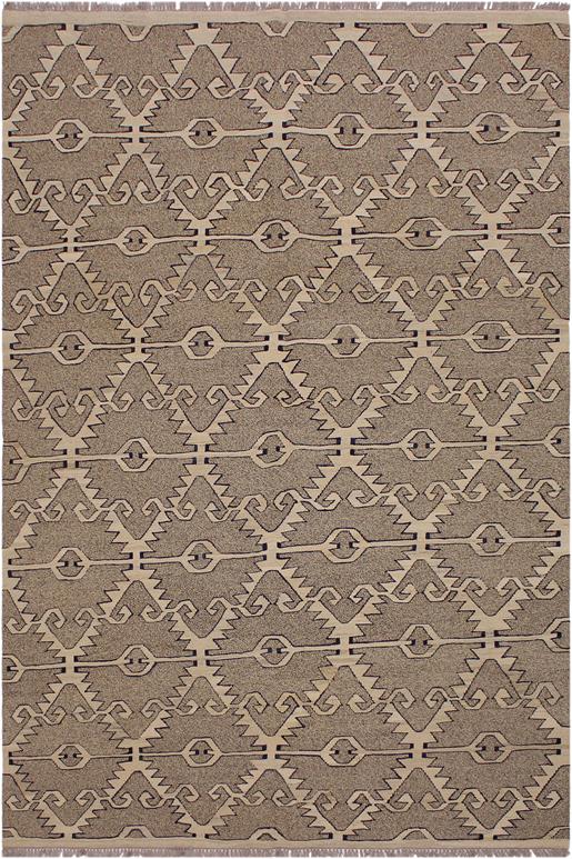 Flat Weave Kilim Antique Navaho Vintage handmade Modern Kilim Gray Tan Hand-Woven Rectangle 100% Wool Area Rug 6x8 