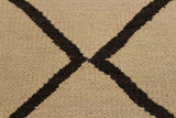 Flat Weave Kilim Antique Navaho Vintage handmade Modern Kilim Tan Black Hand-Woven Rectangle 100% Wool Area Rug 10x13 