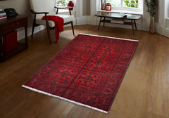 handmade Tribal Biljik Khal Mohammadi Red Black Hand Knotted RECTANGLE 100% WOOL area rug 5x7