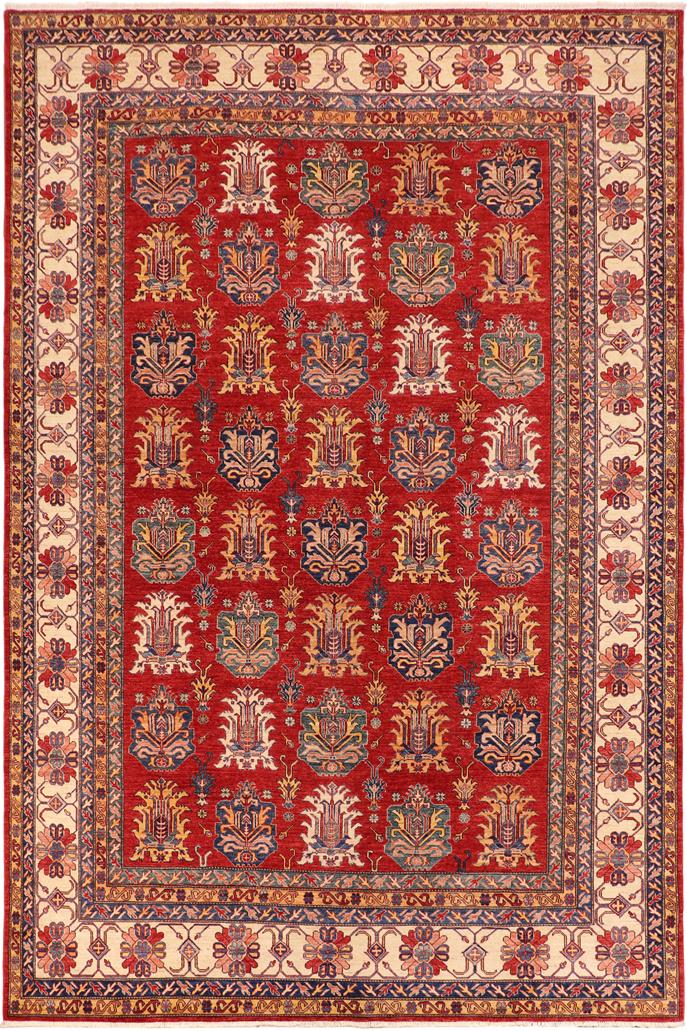 handmade Geometric Super Kazak Red Beige Hand Knotted RECTANGLE 100% WOOL area rug 10 x 14