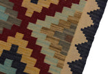 Flat Weave Kilim Antique Navaho Vintage handmade Geometric Kilim Brown Tan Hand-Woven Rectangle 100% Wool Area Rug 3x5 