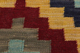 Flat Weave Kilim Antique Navaho Vintage handmade Geometric Kilim Brown Tan Hand-Woven Rectangle 100% Wool Area Rug 3x5 