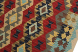 Flat Weave Kilim Antique Navaho Vintage handmade Geometric Kilim Beige Red Hand-Woven Rectangle 100% Wool Area Rug 3x5 