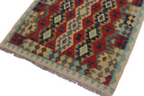 Flat Weave Kilim Antique Navaho Vintage handmade Geometric Kilim Beige Red Hand-Woven Rectangle 100% Wool Area Rug 3x5 