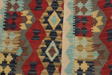 Flat Weave Kilim Antique Navaho Vintage handmade Geometric Kilim Beige Red Hand-Woven Rectangle 100% Wool Area Rug 3x5 