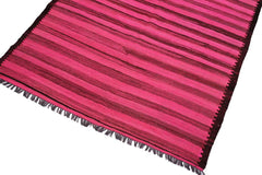 Flat Weave Kilim Antique Navaho Vintage handmade Modern Kilim Pink Brown Hand-Woven Rectangle 100% Wool Area Rug 6x9 