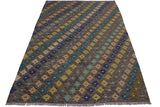 Flat Weave Kilim Antique Navaho Vintage handmade Modern Kilim Brown Tan Hand-Woven Rectangle 100% Wool Area Rug 6x8 